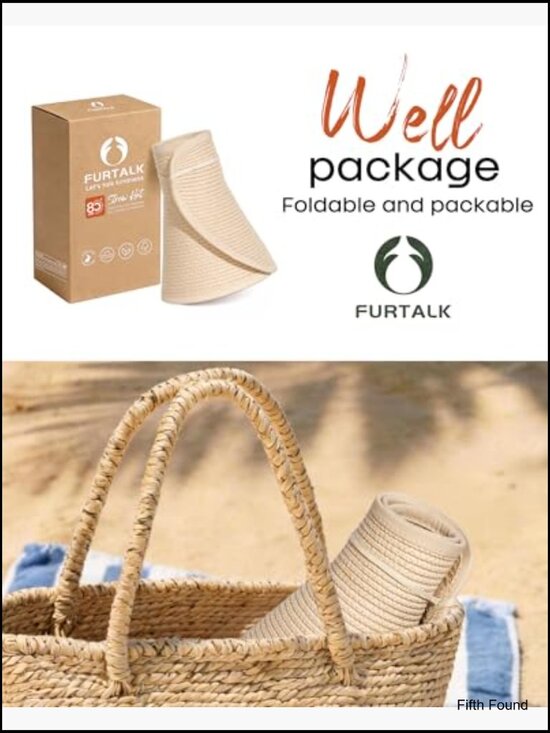 Wide Brim Straw Sun Hat UPF 80+ Foldable Packable Adjustable Ponytail Opening main image 5